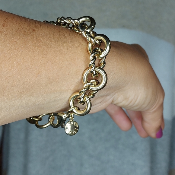 JCrew bracelet chain twist link chunky antique gold tone - Picture 4 of 5